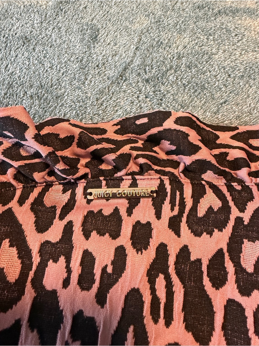 Juicy Couture Ruffled Bikini Set Pink & Black Leopard Print Sz L High Waist NWT - Picture 12 of 13